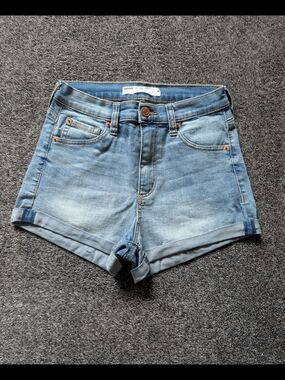 Garage Light Blue Rolled Hem Jean Shorts